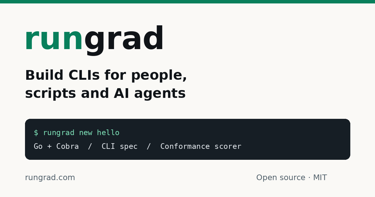 Rungrad - Build Go CLIs for people and AI agents